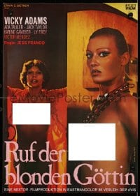 4p038 CALL OF THE BLONDE GODDESS 2-sided German press sheet 1977 Jess Franco, sexy Muriel Montosse!
