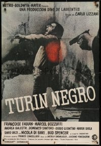 4p525 BLACK TURIN Spanish 1973 Torino Nera, cool image of guy getting shot!