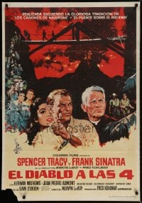 4p543 DEVIL AT 4 O'CLOCK Spanish 1962 Howard Terpning artwork of Spencer Tracy & Frank Sinatra!