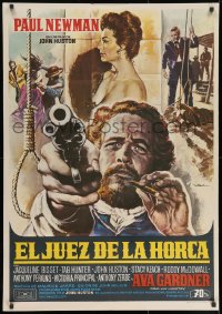 4p582 LIFE & TIMES OF JUDGE ROY BEAN Spanish 1972 John Huston, different art of Paul Newman by Mac!