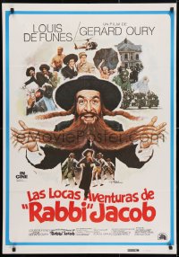 4p588 MAD ADVENTURES OF RABBI JACOB Spanish R1982 Louis de Funes, Les Aventures de Rabbi Jacob