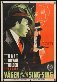 4p011 INVISIBLE STRIPES Swedish 1940 completely different art of George Raft, Bryan, Bogart, rare!