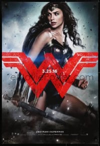 4r549 BATMAN V SUPERMAN teaser DS 1sh 2016 great image of sexiest Gal Gadot as Wonder Woman!