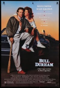 4r573 BULL DURHAM 1sh 1988 great image of baseball player Kevin Costner & sexy Susan Sarandon