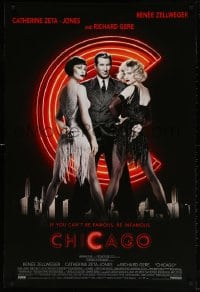 4r581 CHICAGO int'l DS 1sh 2002 Renee Zellweger & Catherine Zeta-Jones, Richard Gere as Billy Flynn!