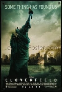 4r587 CLOVERFIELD advance DS 1sh 2008 wild image of destroyed New York & Lady Liberty decapitated!