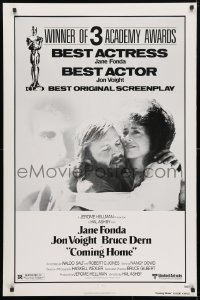 4r591 COMING HOME awards 1sh 1978 Jane Fonda, Jon Voight, Bruce Dern, Hal Ashby, Vietnam!