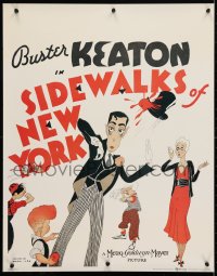 4r170 SIDEWALKS OF NEW YORK 22x28 commercial poster 1980s Hirschfeld art of trash thrown at Keaton!