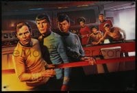 4r173 STAR TREK CREW 27x40 commercial poster 1991 art of classic sci-fi cast on bridge!