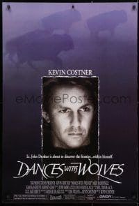 4r602 DANCES WITH WOLVES DS 1sh 1990 Kevin Costner directs & stars, image of buffalo!