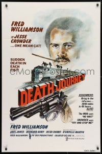 4r615 DEATH JOURNEY 1sh 1975 Fred Williamson, cool train and gun artwork design by Joe Smith!