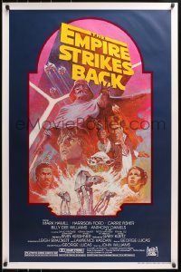 4r632 EMPIRE STRIKES BACK studio style 1sh R1982 George Lucas sci-fi classic, cool artwork by Tom Jung!