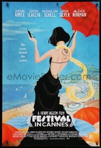 4r648 FESTIVAL IN CANNES 1sh 2001 Anouk Aimee, artwork of sexy woman at the beach!