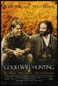 4r673 GOOD WILL HUNTING 1sh 1997 great image of smiling Matt Damon & Robin Williams!