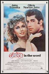 4r675 GREASE 1sh 1978 c/u of John Travolta & Olivia Newton-John in a most classic musical!