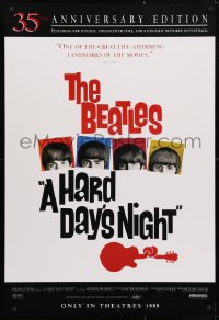 4r686 HARD DAY'S NIGHT advance 1sh R1999 The Beatles in their first film, rock & roll classic!