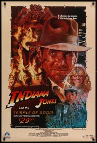 4r076 INDIANA JONES & THE TEMPLE OF DOOM 27x40 video poster 1986 Lucas & Spielberg classic!