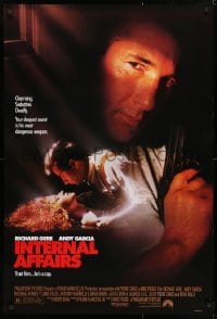 4r719 INTERNAL AFFAIRS 1sh 1990 cool images of Richard Gere with gun & sexy Nancy Travis!