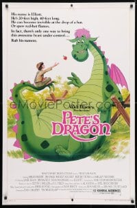 4r817 PETE'S DRAGON 1sh R1984 Walt Disney, colorful art of cast headshots & dragon by Paul Wenzel!