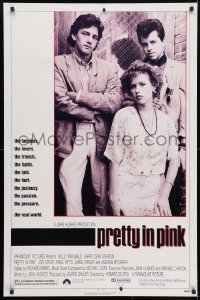 4r835 PRETTY IN PINK 1sh 1986 great portrait of Molly Ringwald, Andrew McCarthy & Jon Cryer!