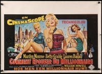 4r056 HOW TO MARRY A MILLIONAIRE 16x22 Belgian REPRO poster 1990s Marilyn Monroe, Grable & Bacall!