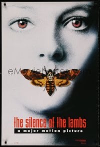 4r888 SILENCE OF THE LAMBS teaser DS 1sh 1991 image of Jodie Foster with moth over mouth!