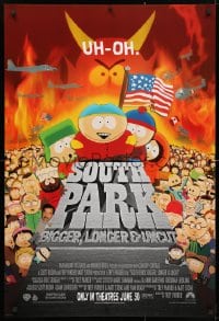 4r901 SOUTH PARK: BIGGER, LONGER & UNCUT int'l advance 1sh 1999 Parker & Stone animated musical!