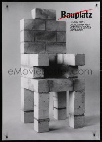 4r190 BAUPLATZ 23x33 German stage poster 1985 wild image of some sort of chair by Holger Matthies!