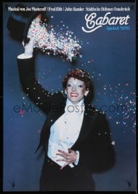4r191 CABARET 23x33 German stage poster 1982 woman with a top hat and swastikas!