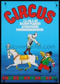 4r097 CIRCUS 17x24 German museum/art exhibition 1982 art of two clowns and a horse!