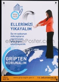 4r277 ELLERIMIZI YIKAYALIM 19x27 Turkish special poster 2009 image of a woman washing her hands!