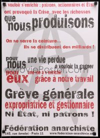 4r298 FEDERATION ANARCHISTE text style 18x26 French special poster 2010s cool art!