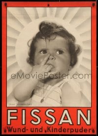 4r119 FISSAN 23x33 German advertising poster 1940s cool close-up of child w/ fingers in mouth!