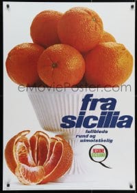 4r121 FRA SICILIA 28x39 Italian advertising poster 1960s cool image of several oranges!