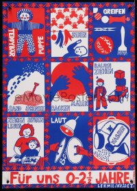 4r308 FUR UNS 0-2 1/2 JAHRE 20x28 German special poster 1980s cool artwork of different activities!