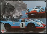 4r122 GULF PORSCHE 917 2-sided 24x34 Swiss advertising poster 1970s Jo Siffert & schematic of racer!