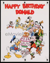 4r317 HAPPY BIRTHDAY DONALD 16x20 special poster 1984 Disney, Mickey Mouse and many more w/ cake!