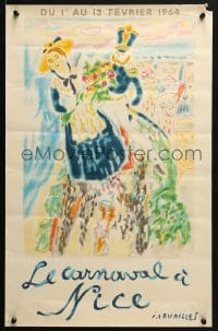 4r356 LE CARNAVAL A NICE 16x25 French special poster 1964 couple holding flowers by Jean Cavailles!