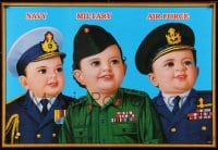 4r391 NAVY MILITARY AIR FORCE 26x39 special poster 1980s three kids in military uniforms!