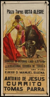 4r404 PLAZA TOROS VISTA ALEGRE 21x42 Spanish special poster 1966 art of a toreador by Estrems!