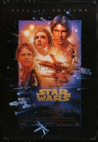 4r919 STAR WARS style B advance 1sh R1997 George Lucas, cool art by Drew Struzan!