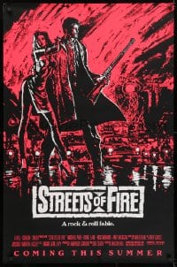 4r922 STREETS OF FIRE advance 1sh 1984 Walter Hill, Riehm pink dayglo art, a rock & roll fable!