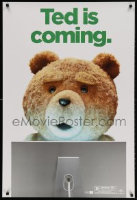 4r934 TED wilding 1sh 2012 Mark Wahlberg, Mila Kunis, image of teddy bear using Mac, outrageous!