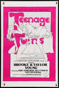 4r937 TEENAGE TWINS 1sh 1976 sexy twins Brooke & Taylor Young, x-rated!