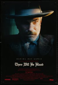 4r942 THERE WILL BE BLOOD 1sh 2007 close-up of Daniel Day-Lewis, P.T. Anderson directed!
