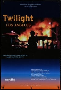 4r962 TWILIGHT LOS ANGELES 1sh 2000 Anna Deavere Smith, wild image of riot and burning building!
