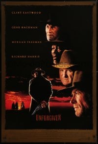4r967 UNFORGIVEN DS 1sh 1992 gunslinger Clint Eastwood, Gene Hackman, Morgan Freeman, Harris!