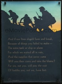 4r009 SOMEWHERE ON THE PACIFIC 20x27 WWII war poster 1940s cool silhouette of soldiers advancing!