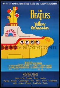 4r995 YELLOW SUBMARINE advance DS 1sh R1999 psychedelic art of Beatles John, Paul, Ringo & George!