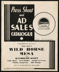 4s374 WILD HORSE MESA English pressbook 1932 Randolph Scott, Sally Blane, Zane Grey western!